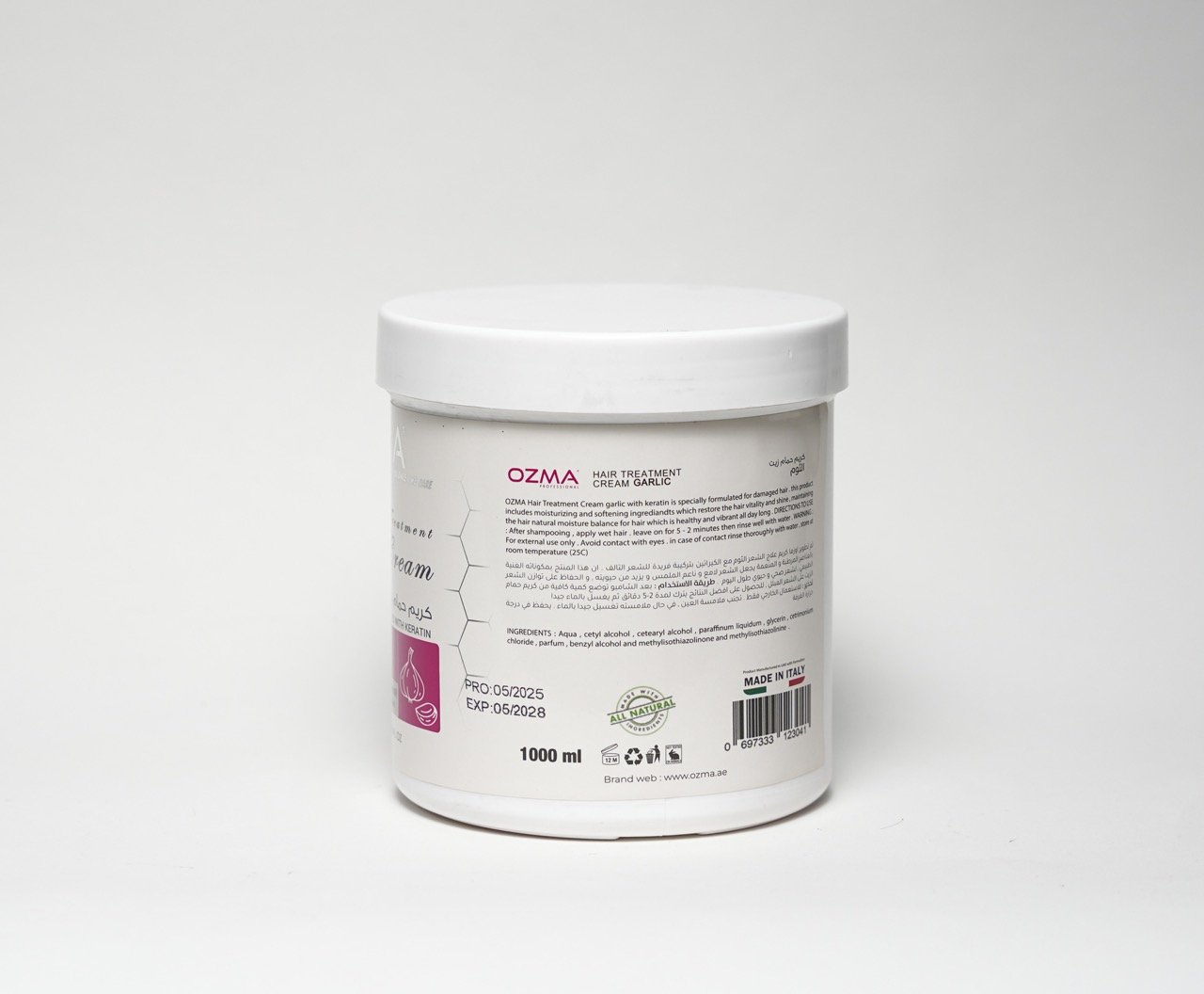OZMA ACTYVA Garlic Hair Treatment Cream Enriched with Keratin 1000ML - Image 2